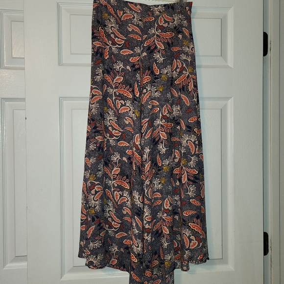 Aakaa Palazzo Pants Women's Size Small  Navy Blue Gold Asymmetrical Hemline - Picture 11 of 12